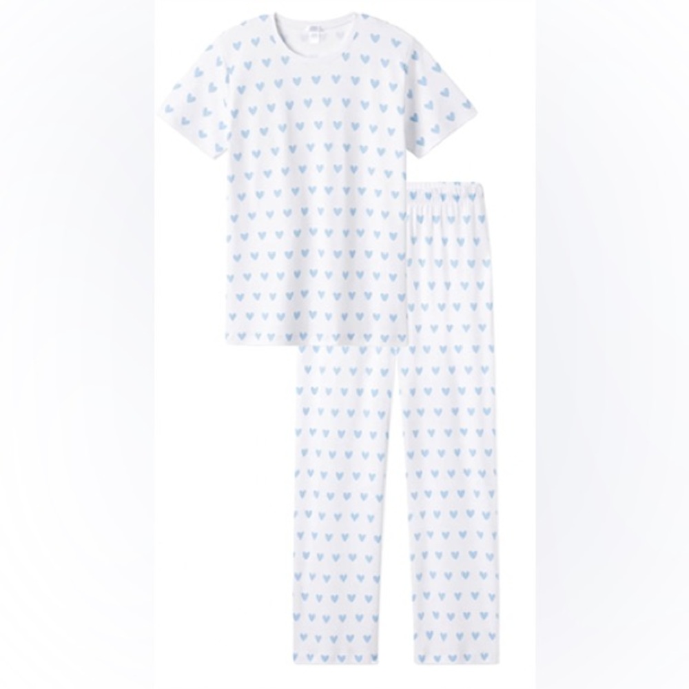 Lake Pajamas NWOT XS Blue Heart Pima short-long weekend set